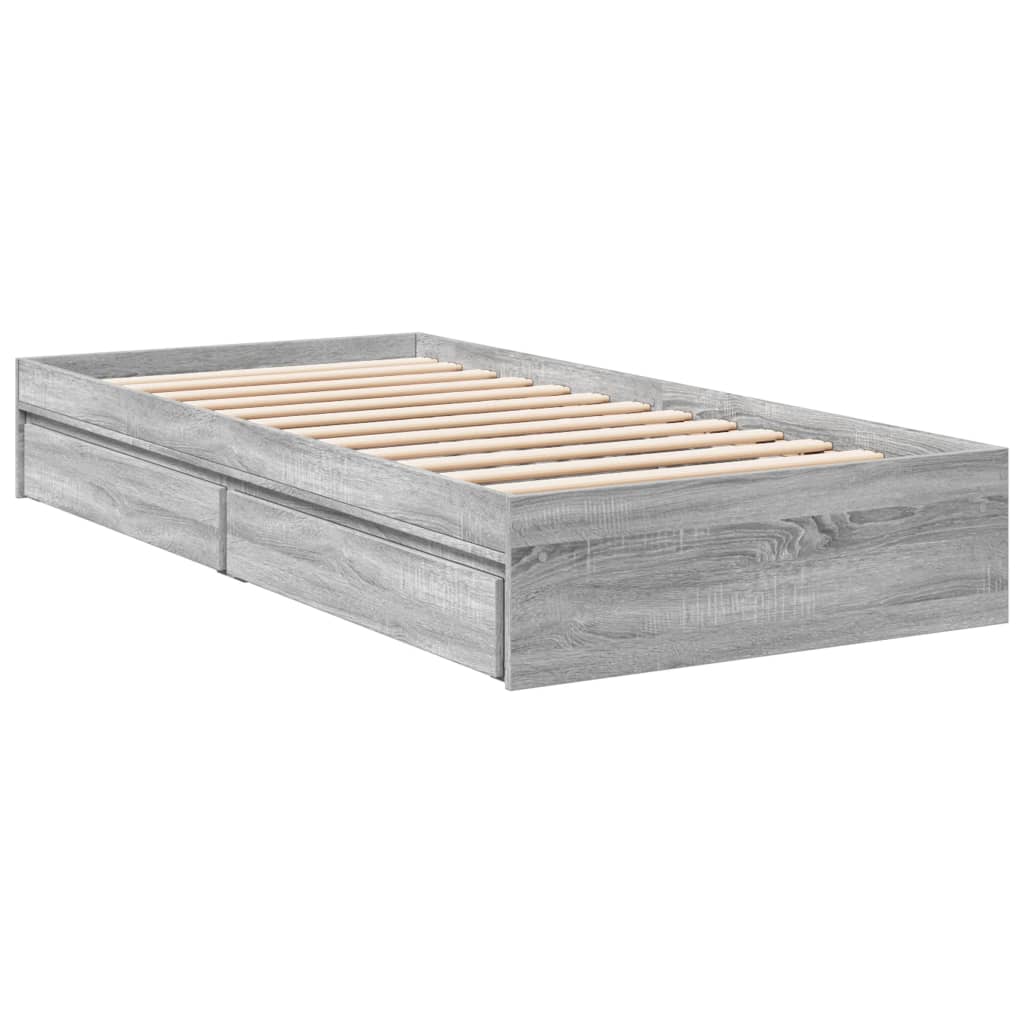 Cadre de lit avec tiroirs sans matelas sonoma gris 100x200 cm - XIOS