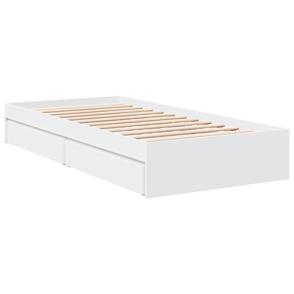 Cadre de lit avec tiroirs sans matelas blanc 90x200 cm - XIOS