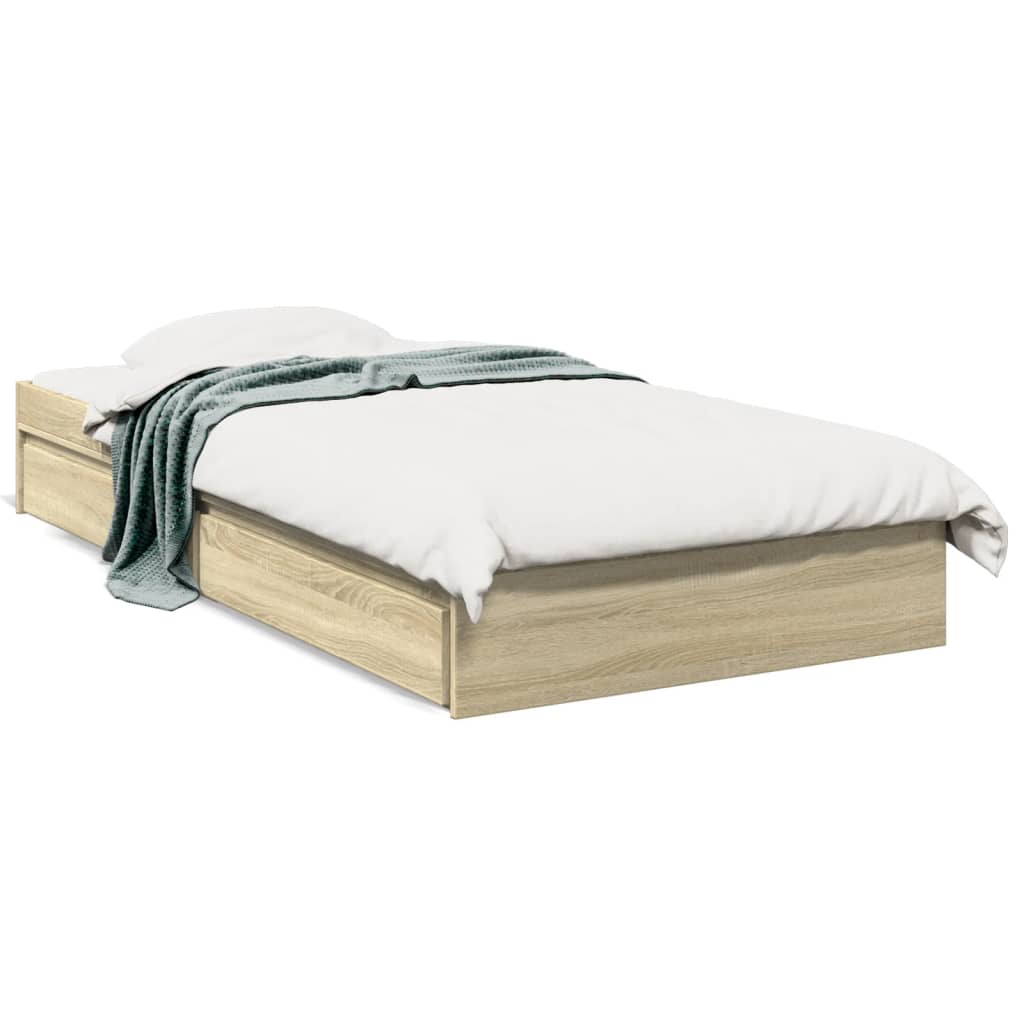 Cadre de lit avec tiroirs sans matelas chêne sonoma 90x200 cm - XIOS