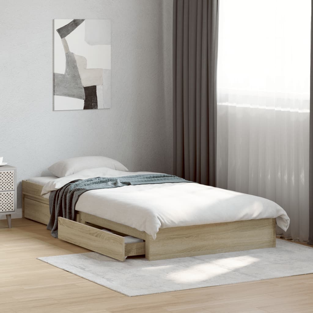 Cadre de lit avec tiroirs sans matelas chêne sonoma 90x200 cm - XIOS