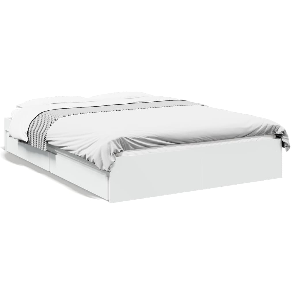 Cadre de lit avec tiroirs sans matelas blanc 140x190 cm - XIOS
