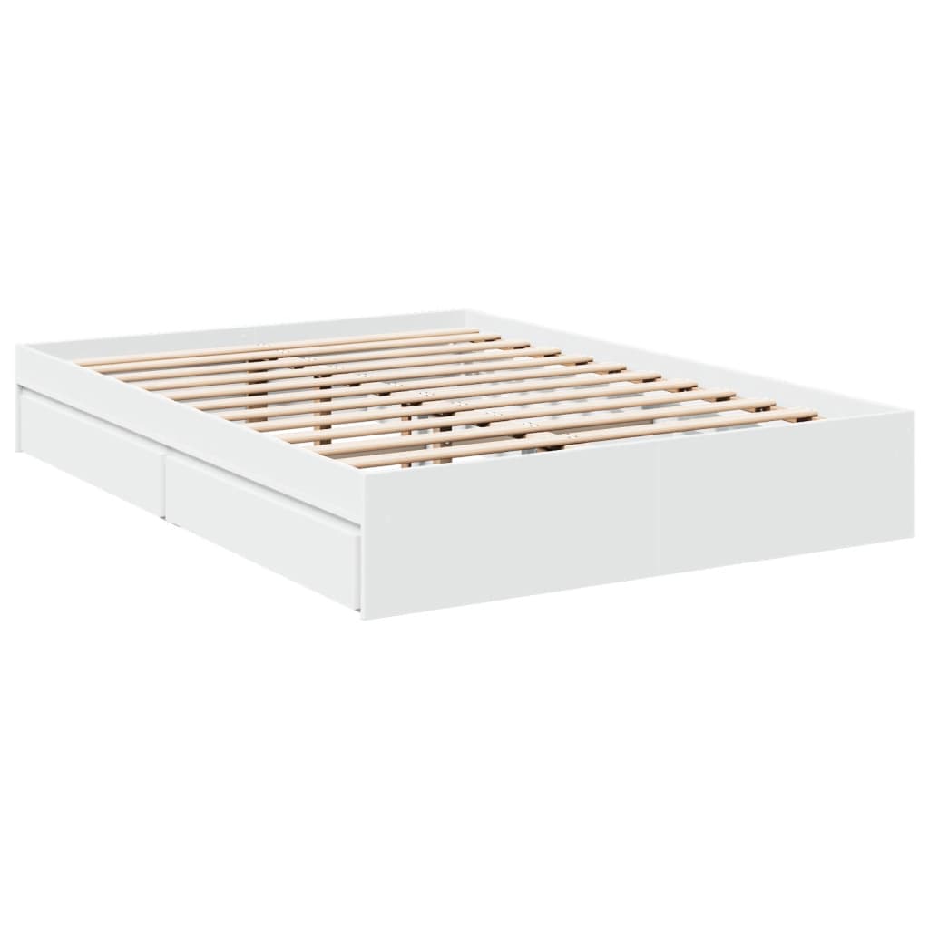 Cadre de lit avec tiroirs sans matelas blanc 140x190 cm - XIOS
