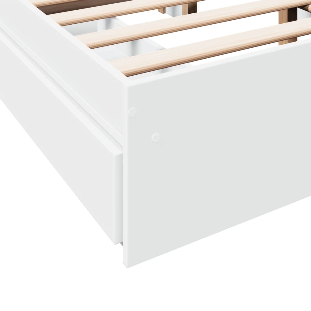 Cadre de lit avec tiroirs sans matelas blanc 140x190 cm - XIOS