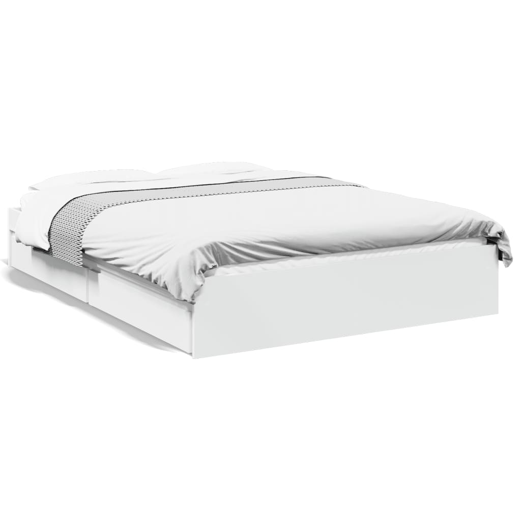 Cadre de lit avec tiroirs sans matelas blanc 135x190 cm - XIOS