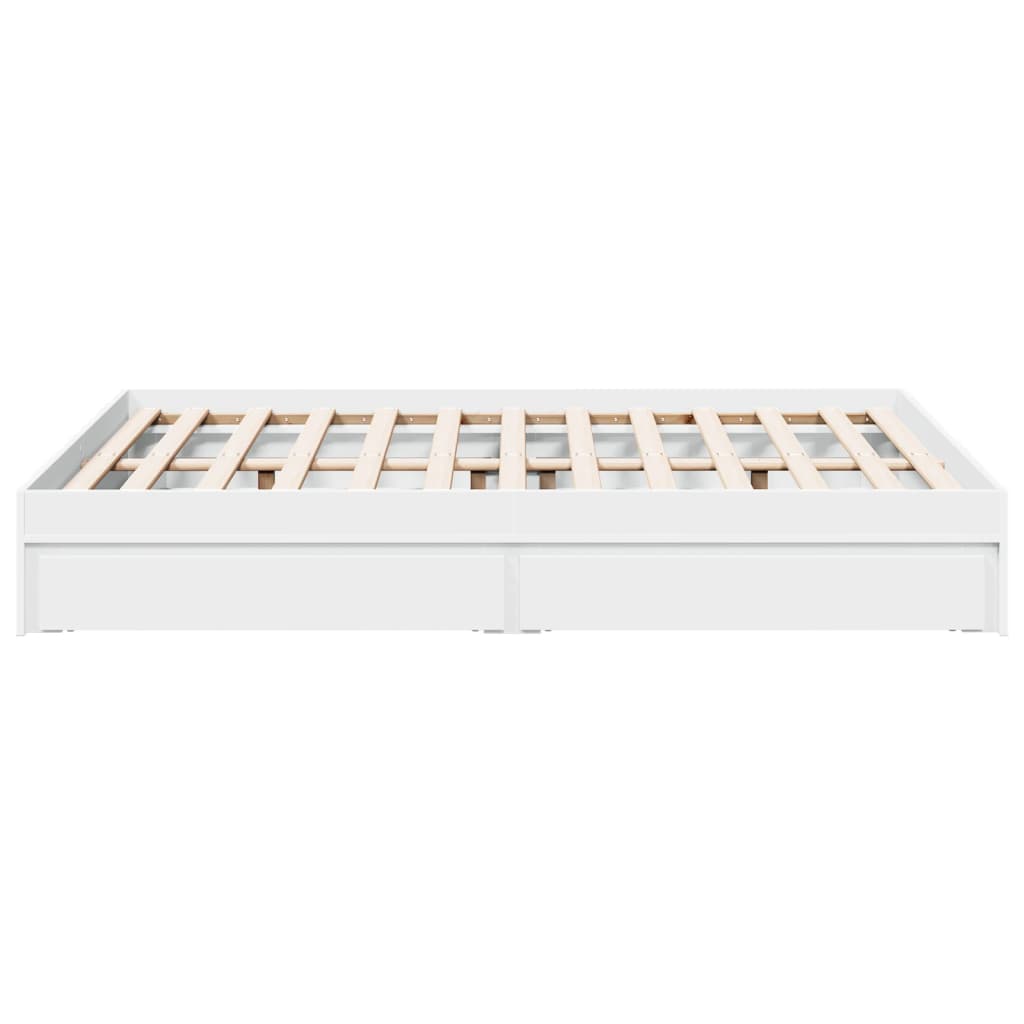 Cadre de lit avec tiroirs sans matelas blanc 135x190 cm - XIOS