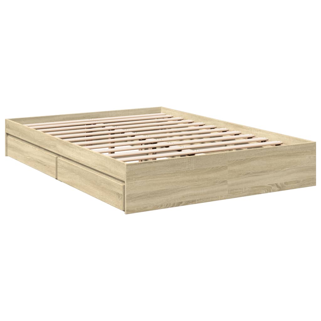 Cadre de lit avec tiroirs sans matelas chêne sonoma 135x190 cm - XIOS
