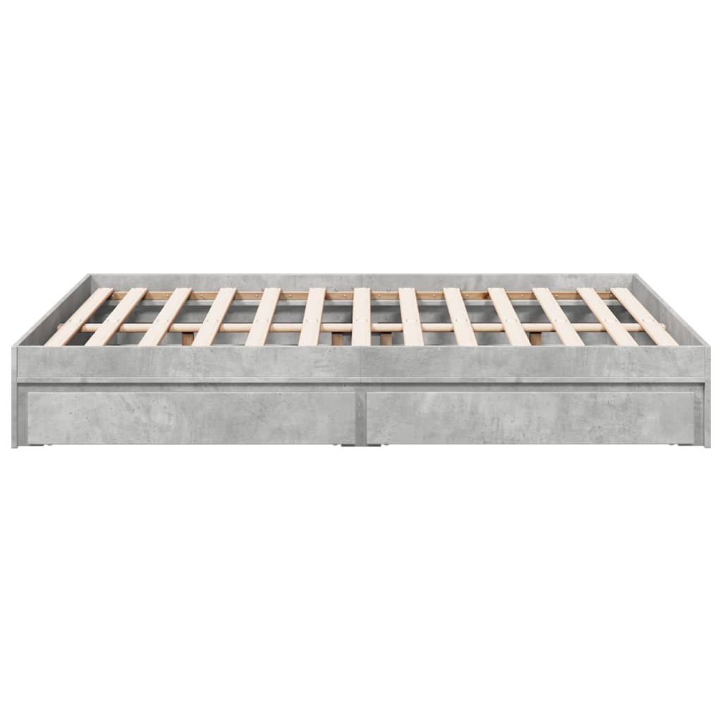Cadre de lit avec tiroirs sans matelas gris béton 135x190 cm - XIOS
