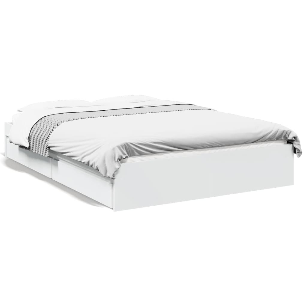 Cadre de lit avec tiroirs sans matelas blanc 120x190 cm - XIOS