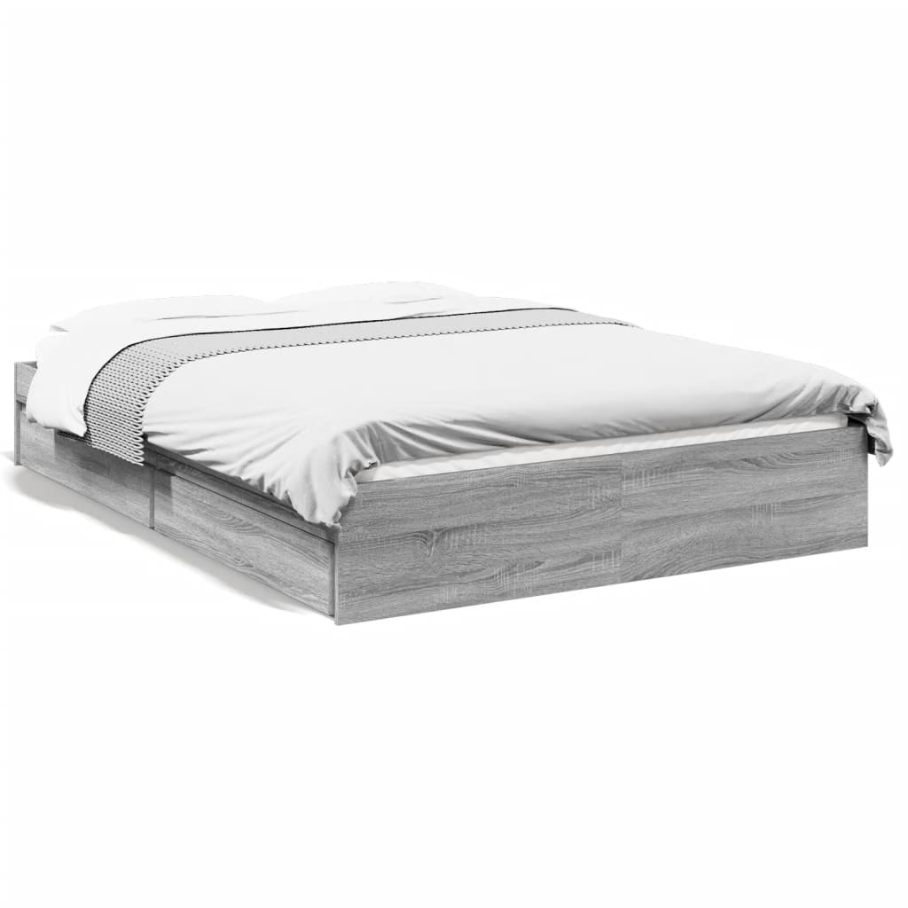 Cadre de lit avec tiroirs sans matelas sonoma gris 120x190 cm - XIOS