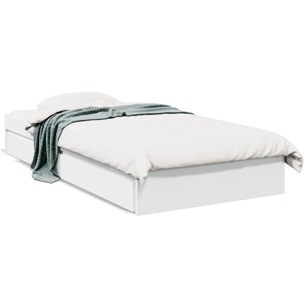 Cadre de lit avec tiroirs sans matelas blanc 90x190 cm - XIOS