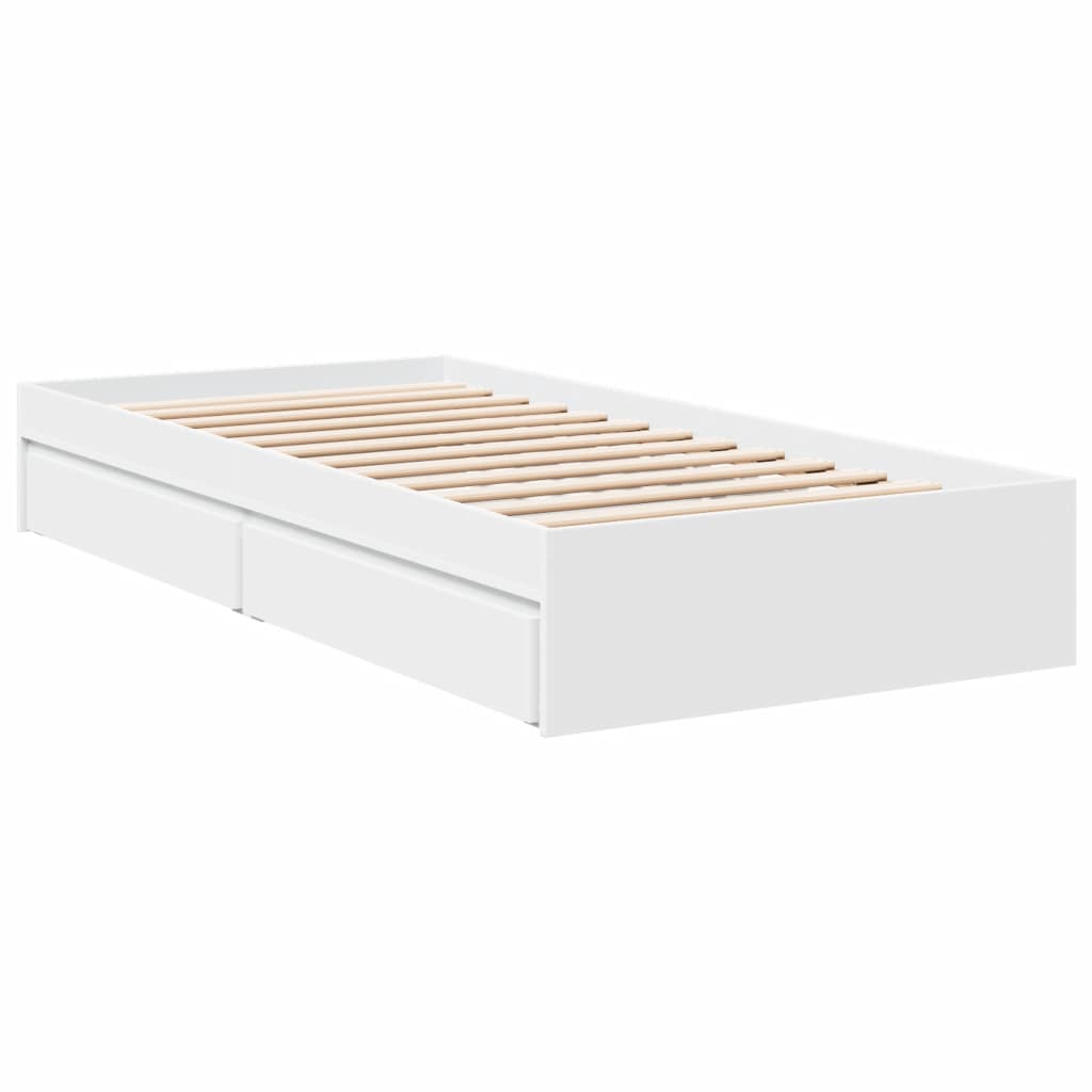 Cadre de lit avec tiroirs sans matelas blanc 90x190 cm - XIOS