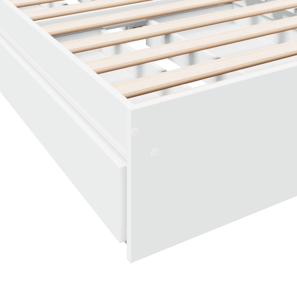 Cadre de lit avec tiroirs sans matelas blanc 90x190 cm - XIOS