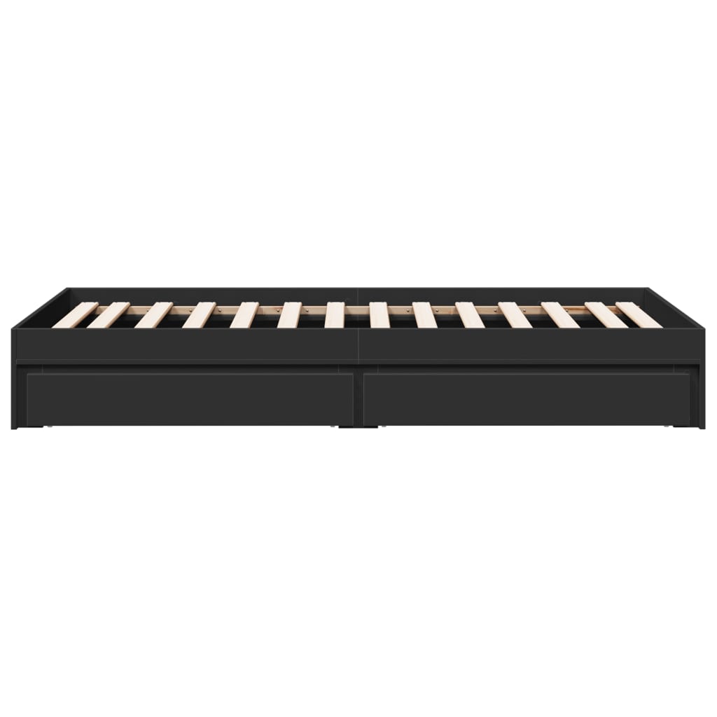 Cadre de lit avec tiroirs sans matelas noir 90x190 cm - XIOS