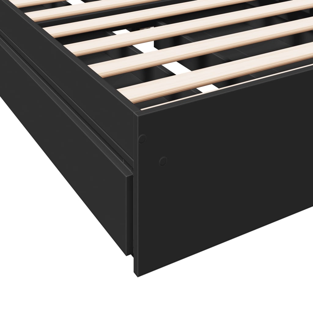Cadre de lit avec tiroirs sans matelas noir 90x190 cm - XIOS
