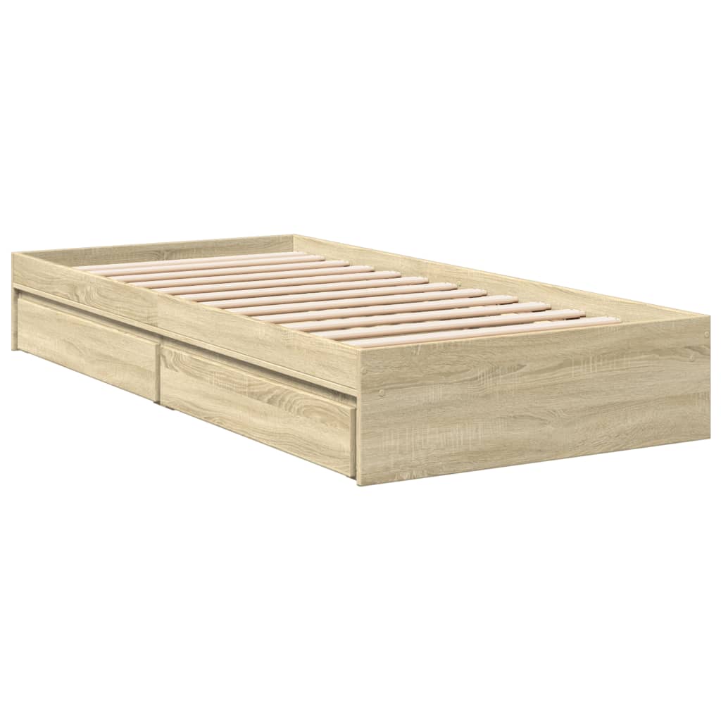 Cadre de lit avec tiroirs sans matelas chêne sonoma 90x190 cm - XIOS