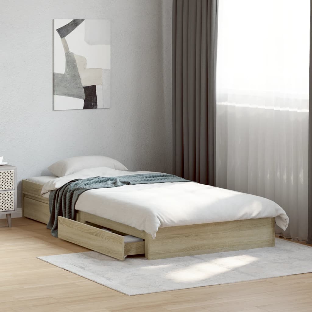 Cadre de lit avec tiroirs sans matelas chêne sonoma 90x190 cm - XIOS