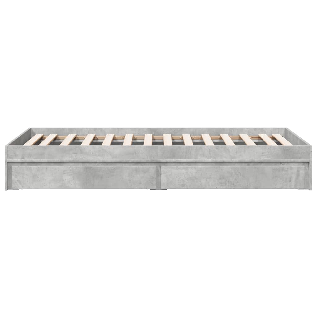 Cadre de lit avec tiroirs sans matelas gris béton 90x190 cm - XIOS