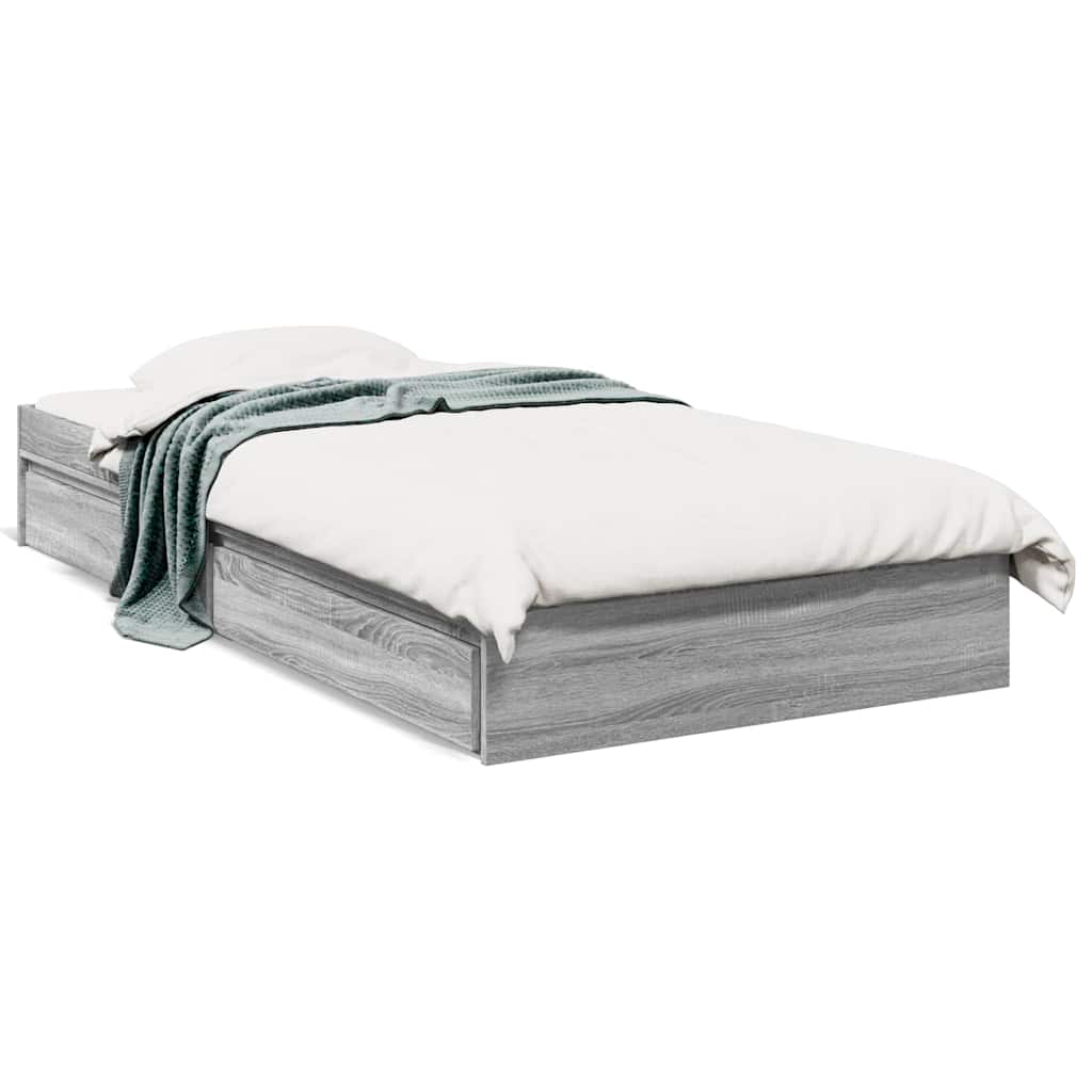 Cadre de lit avec tiroirs sans matelas sonoma gris 90x190 cm - XIOS