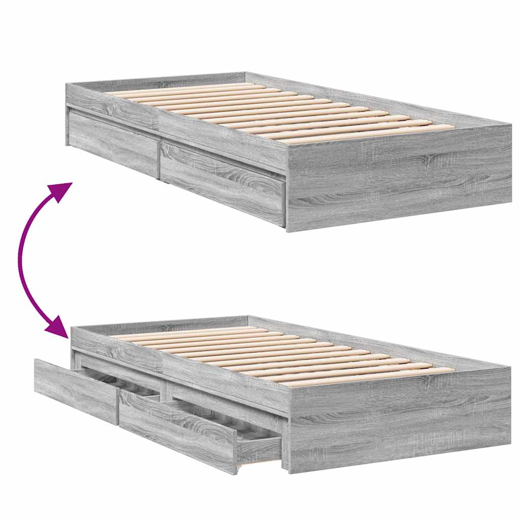 Cadre de lit avec tiroirs sans matelas sonoma gris 90x190 cm - XIOS