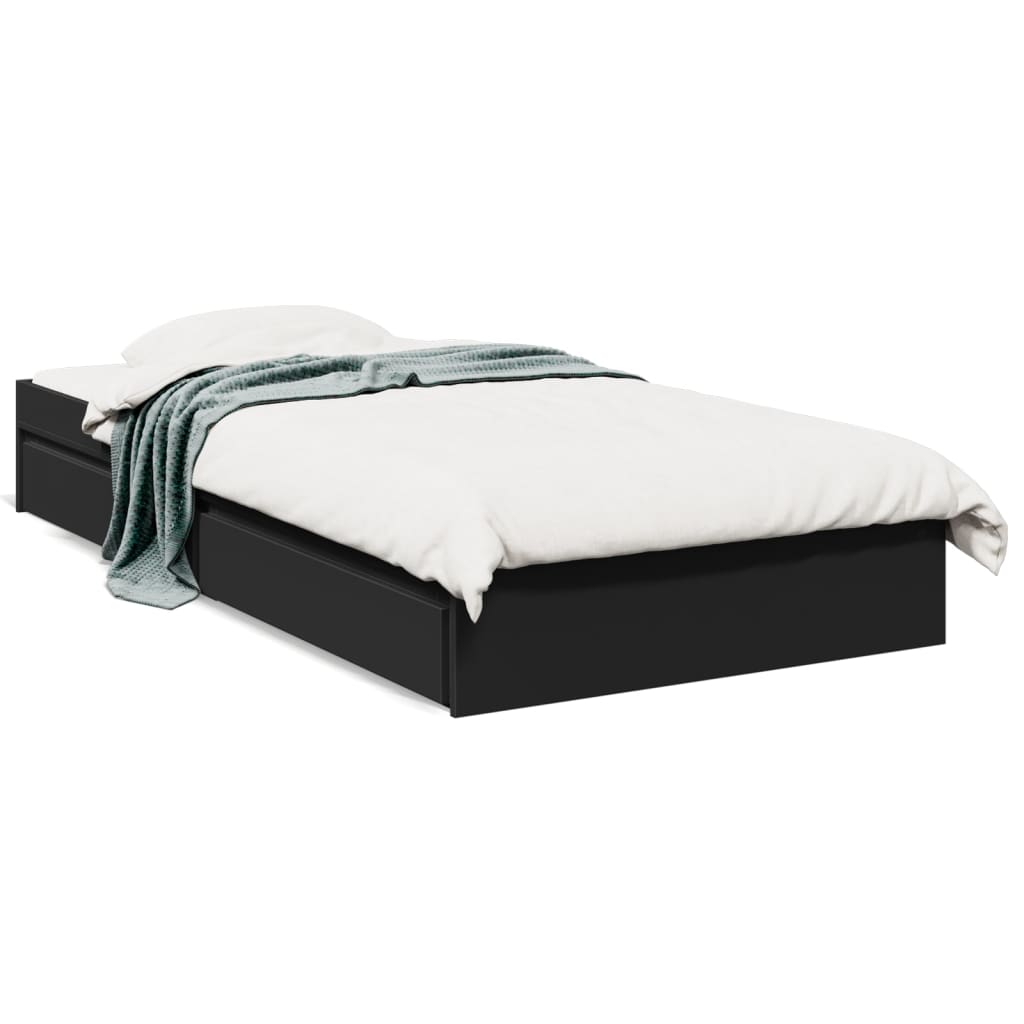Cadre de lit avec tiroirs sans matelas noir 75x190 cm - XIOS