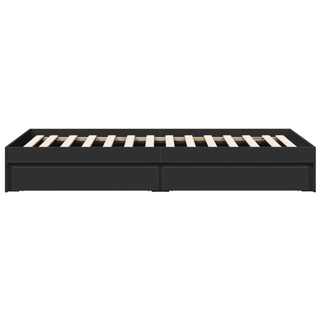 Cadre de lit avec tiroirs sans matelas noir 75x190 cm - XIOS