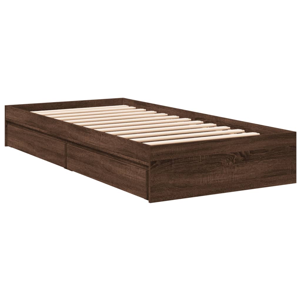 Cadre de lit avec tiroirs sans matelas chêne marron 75x190 cm - XIOS