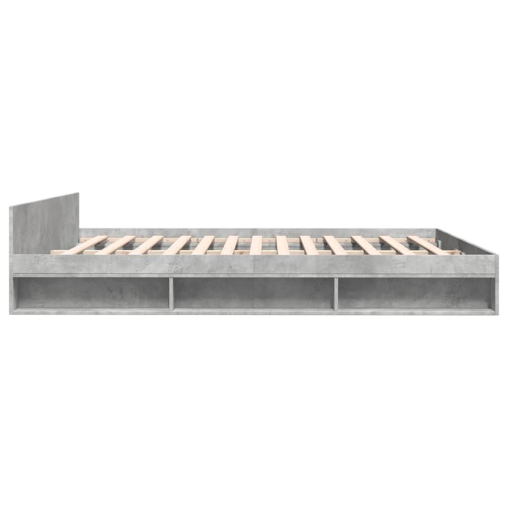 Cadre de lit avec tiroirs sans matelas gris béton 200x200 cm - XIOS