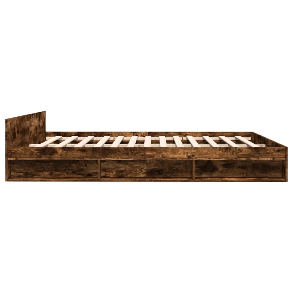 Cadre de lit avec tiroirs sans matelas chêne fumé 200x200 cm - XIOS