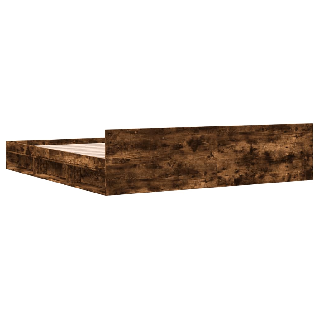 Cadre de lit avec tiroirs sans matelas chêne fumé 200x200 cm - XIOS