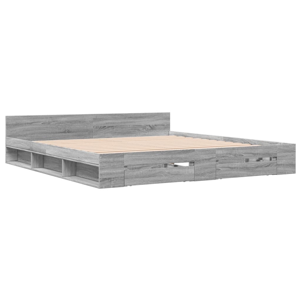 Cadre de lit avec tiroirs sans matelas sonoma gris 200x200 cm - XIOS