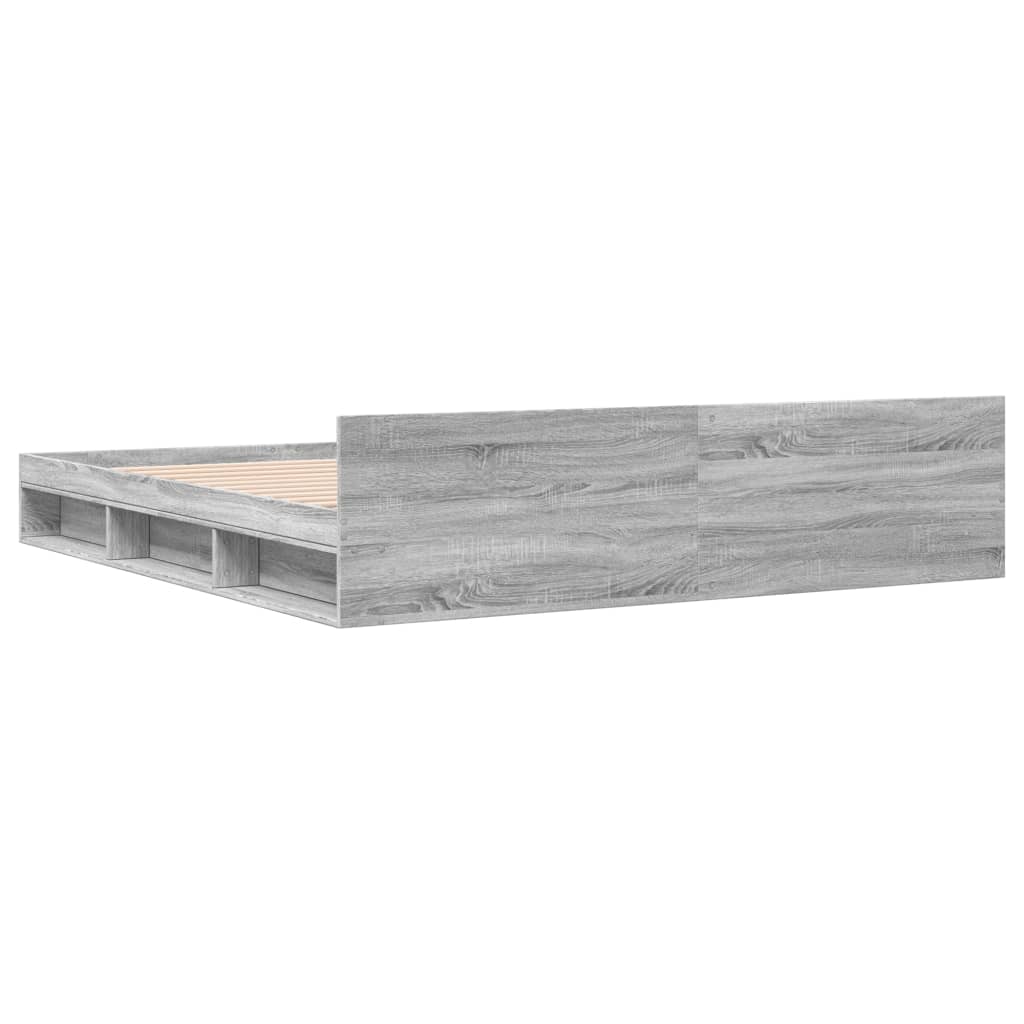 Cadre de lit avec tiroirs sans matelas sonoma gris 200x200 cm - XIOS