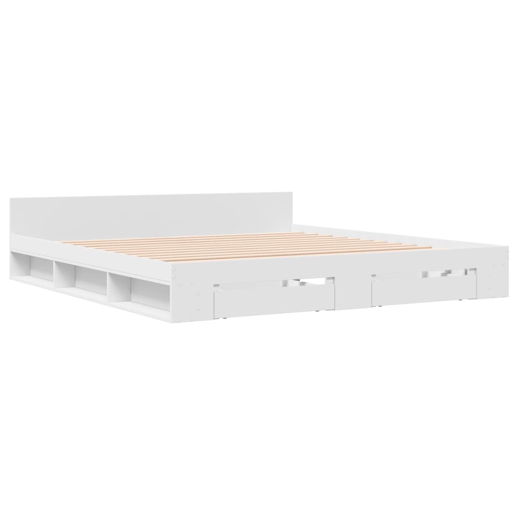 Cadre de lit avec tiroirs sans matelas blanc 180x200 cm - XIOS
