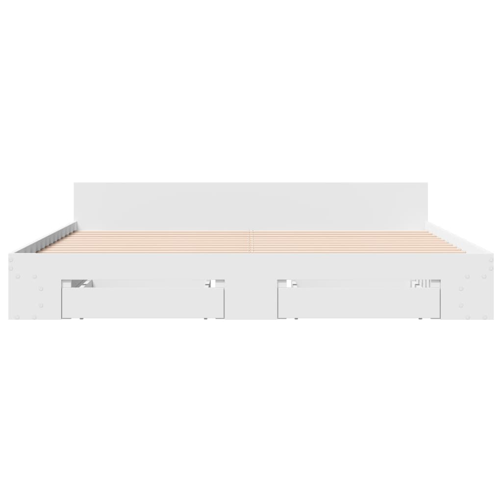 Cadre de lit avec tiroirs sans matelas blanc 180x200 cm - XIOS