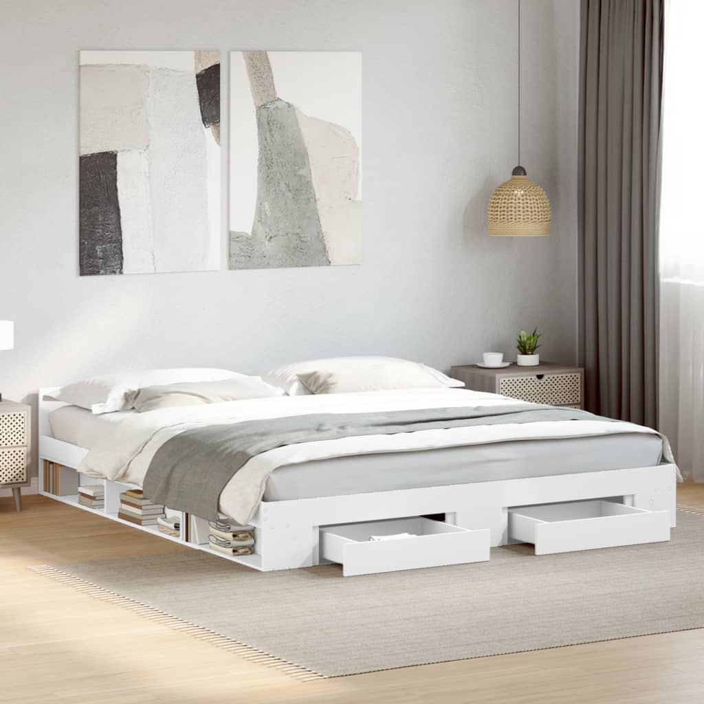Cadre de lit avec tiroirs sans matelas blanc 180x200 cm - XIOS