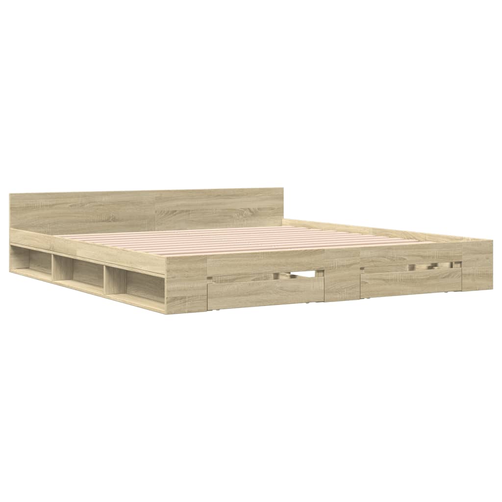 Cadre de lit avec tiroirs sans matelas chêne sonoma 180x200 cm - XIOS