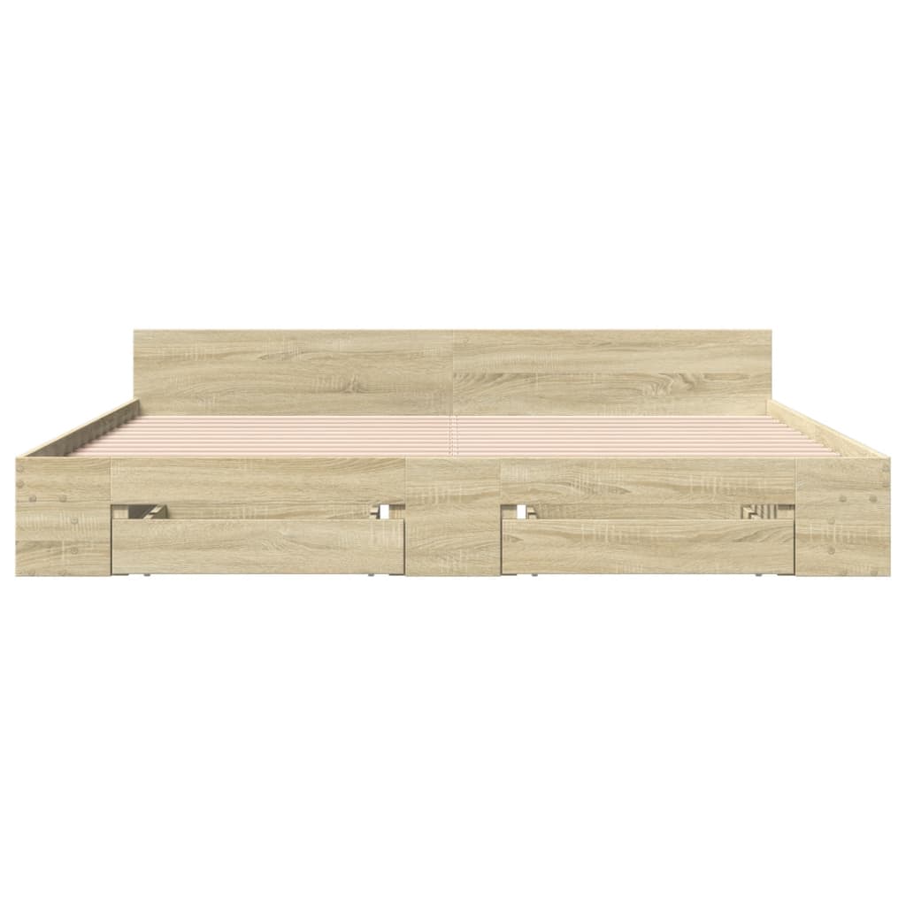 Cadre de lit avec tiroirs sans matelas chêne sonoma 180x200 cm - XIOS