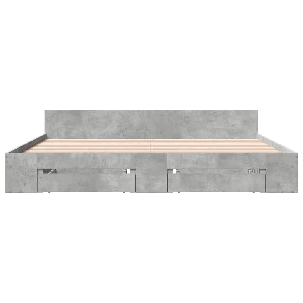 Cadre de lit avec tiroirs sans matelas gris béton 180x200 cm - XIOS
