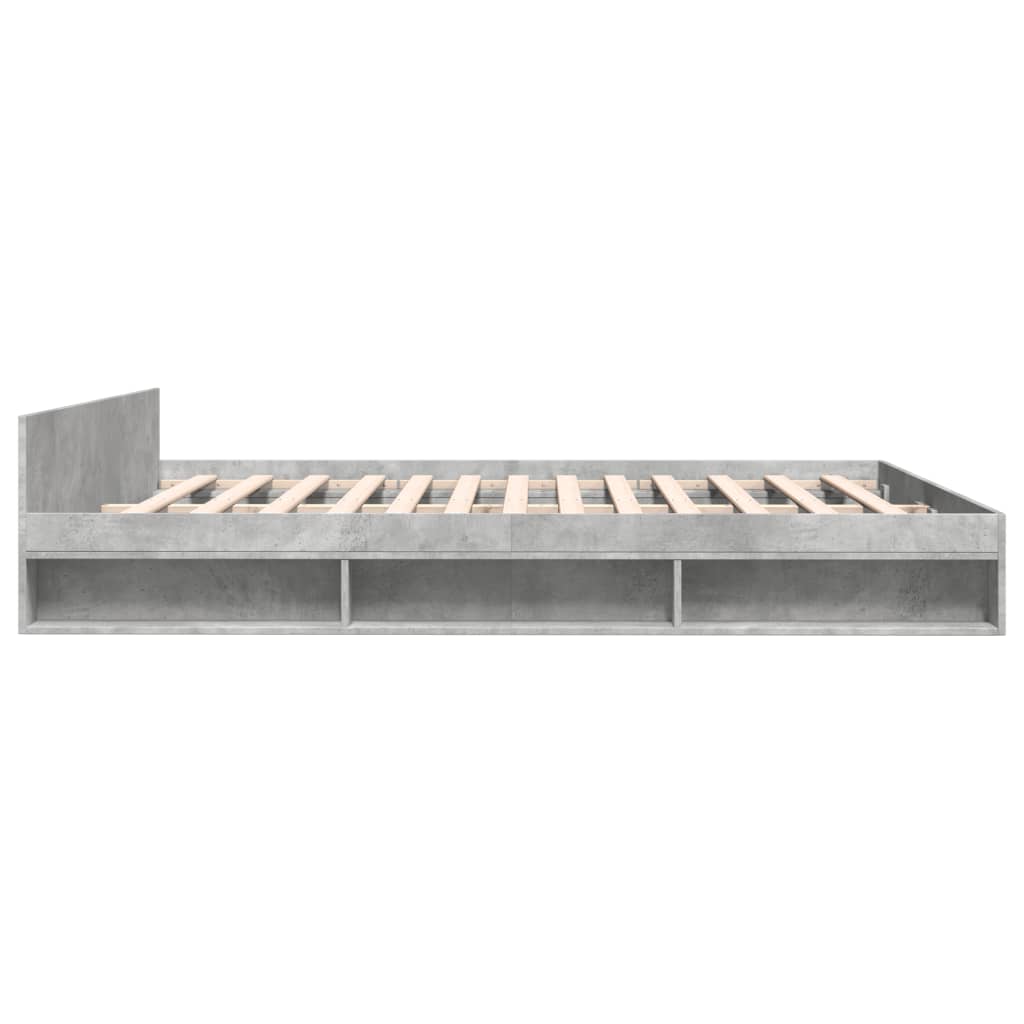 Cadre de lit avec tiroirs sans matelas gris béton 180x200 cm - XIOS