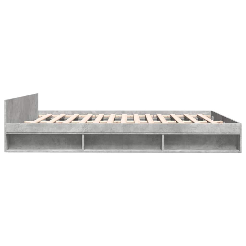 Cadre de lit avec tiroirs sans matelas gris béton 180x200 cm - XIOS