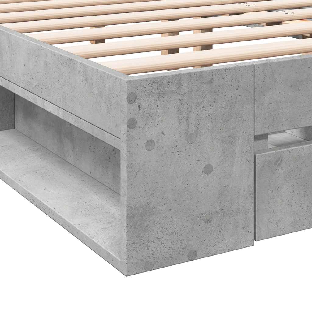 Cadre de lit avec tiroirs sans matelas gris béton 180x200 cm - XIOS