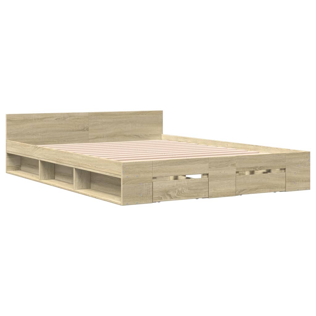 Cadre de lit avec tiroirs sans matelas chêne sonoma 160x200 cm - XIOS