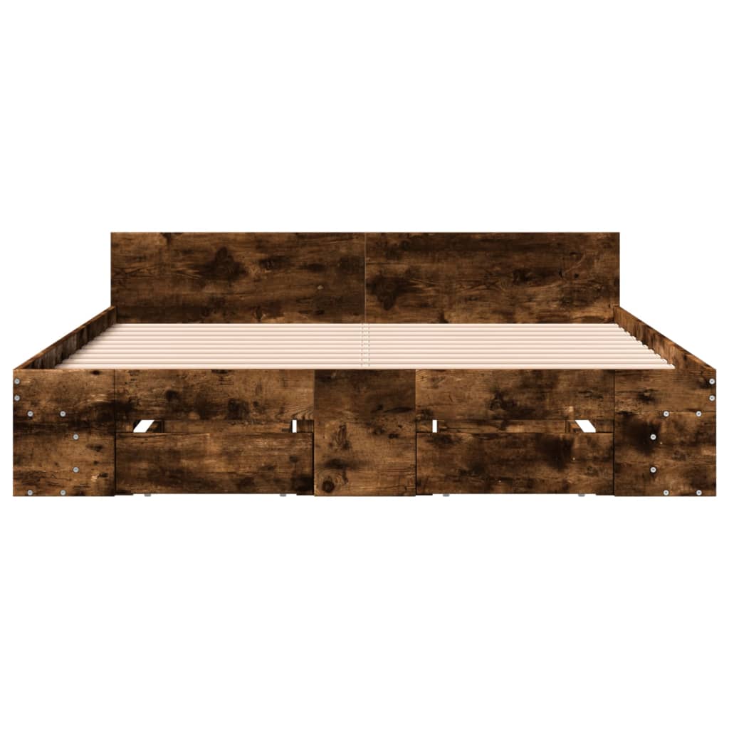 Cadre de lit avec tiroirs sans matelas chêne fumé 160x200 cm - XIOS