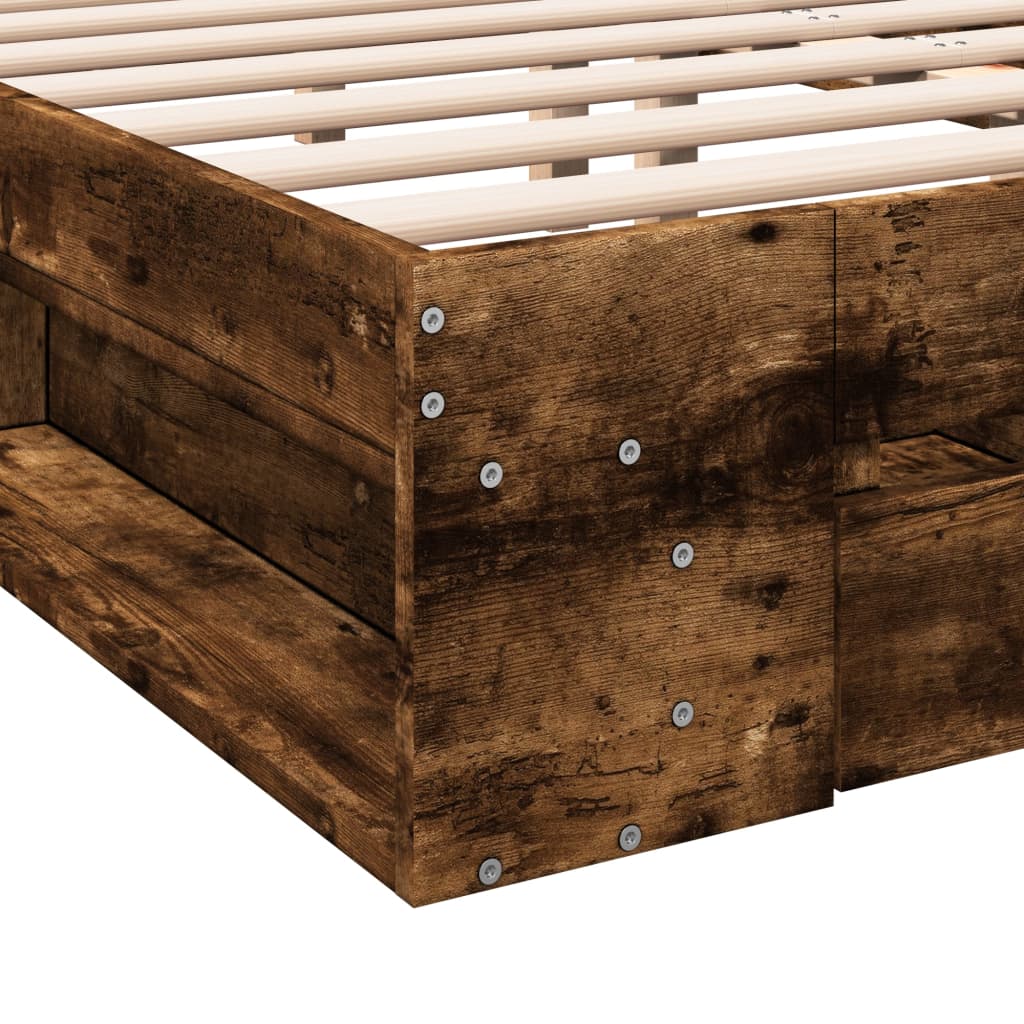 Cadre de lit avec tiroirs sans matelas chêne fumé 160x200 cm - XIOS