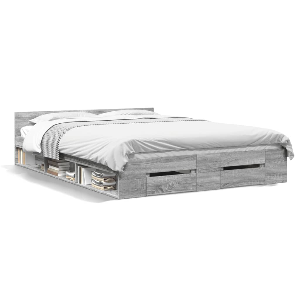 Cadre de lit avec tiroirs sans matelas sonoma gris 160x200 cm - XIOS