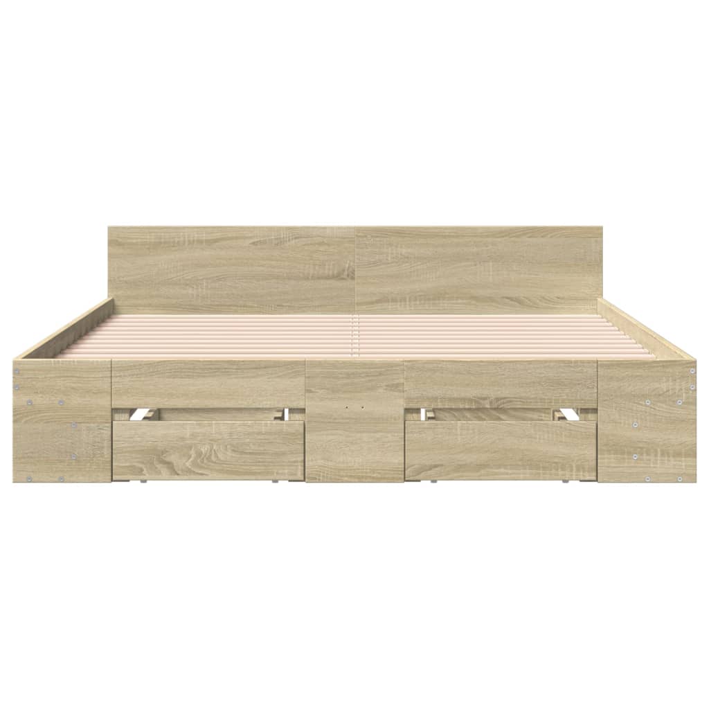 Cadre de lit avec tiroirs sans matelas chêne sonoma 140x200 cm - XIOS