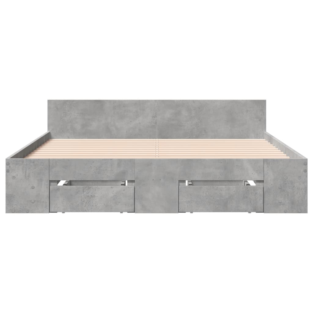 Cadre de lit avec tiroirs sans matelas gris béton 120x200 cm - XIOS