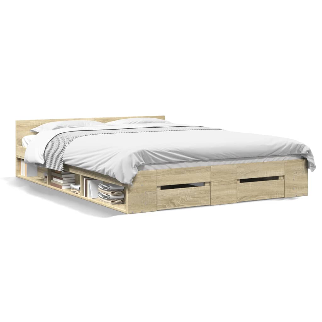Cadre de lit avec tiroirs sans matelas chêne sonoma 140x190 cm - XIOS