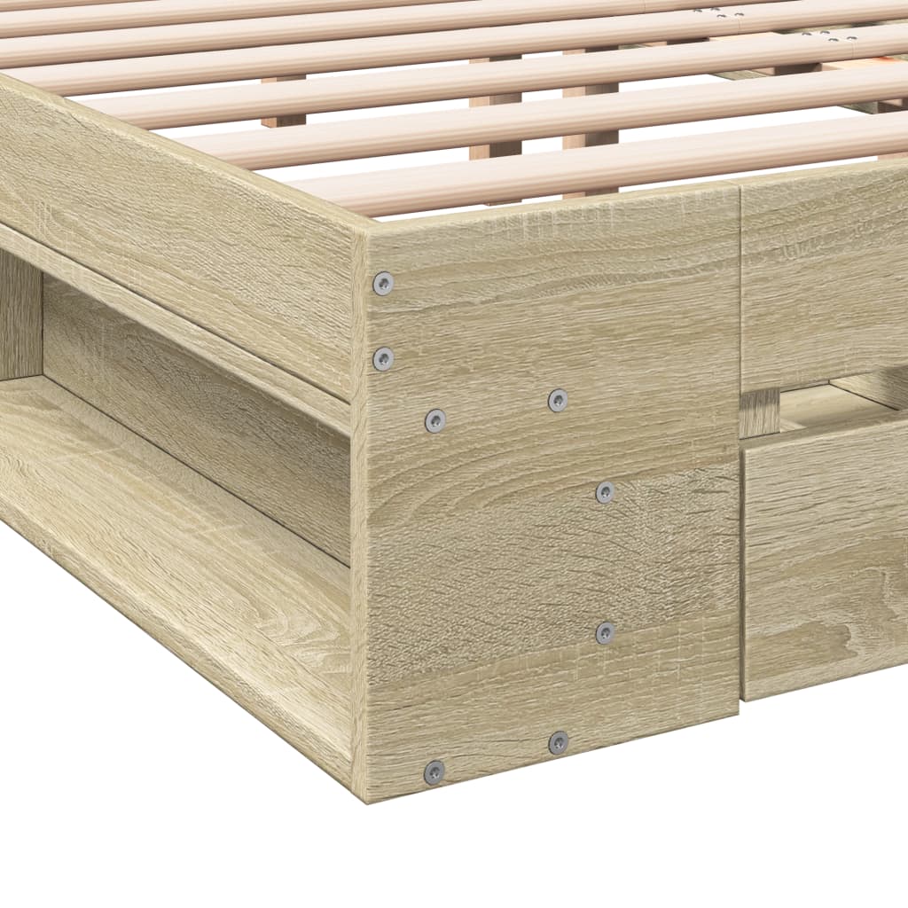 Cadre de lit avec tiroirs sans matelas chêne sonoma 140x190 cm - XIOS
