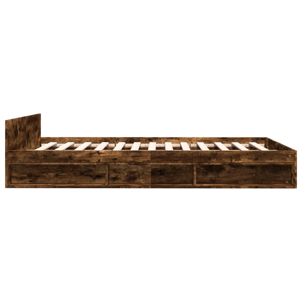 Cadre de lit avec tiroirs sans matelas chêne fumé 140x190 cm - XIOS
