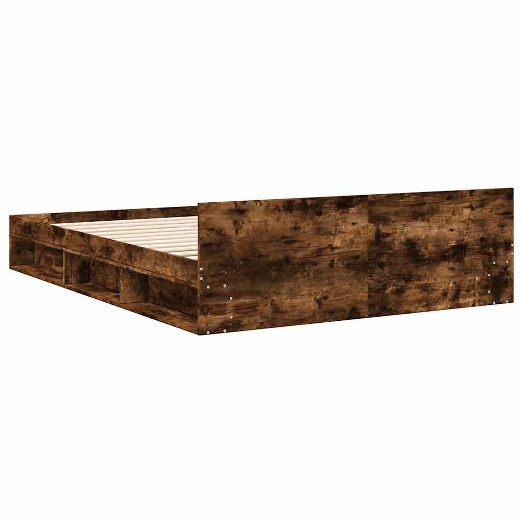 Cadre de lit avec tiroirs sans matelas chêne fumé 140x190 cm - XIOS